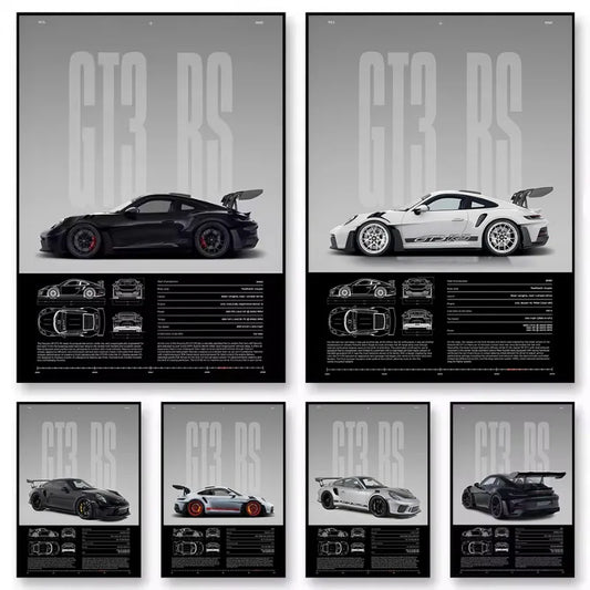 Minimalist 911 GT3-RS 718 GT4 RS Hyper Car Sports Car Supercar Poster Canvas Painting Wall Art Pictures Home Interior Decor