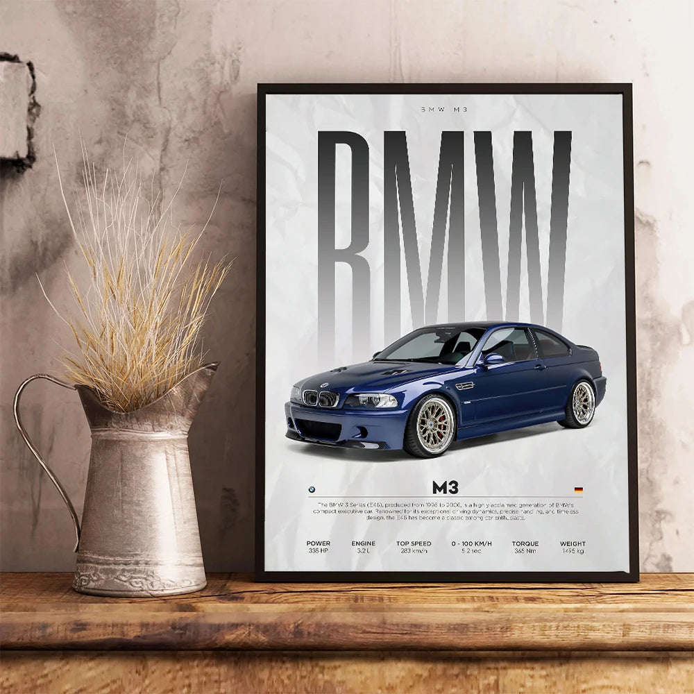 1Pc Frameless Black Famous Cars Competition Poster Picture Mural Modern Canvas Painting Wall Art Home Decoration Print for Livin