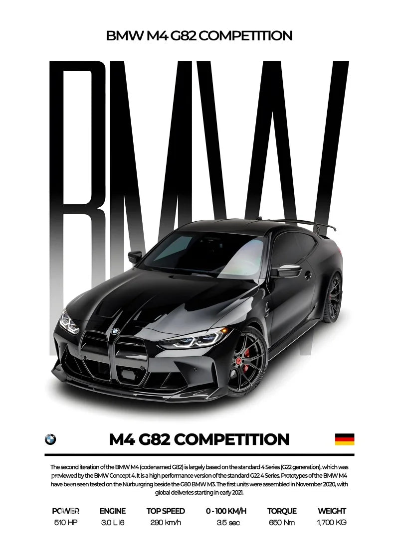 1Pc Frameless Black Famous Cars Competition Poster Picture Mural Modern Canvas Painting Wall Art Home Decoration Print for Livin