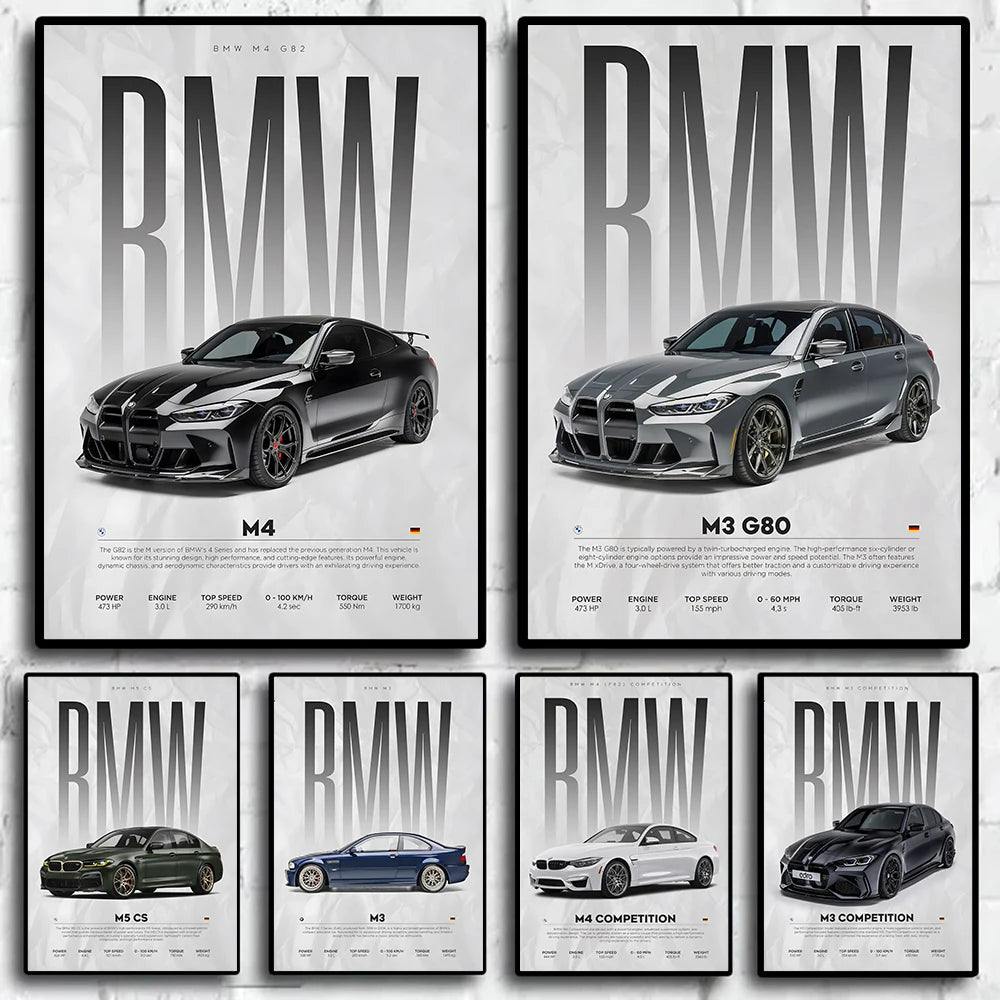 1Pc Frameless Black Famous Cars Competition Poster Picture Mural Modern Canvas Painting Wall Art Home Decoration Print for Livin
