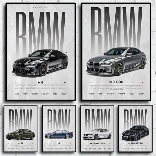 1Pc Frameless Black Famous Cars Competition Poster Picture Mural Modern Canvas Painting Wall Art Home Decoration Print for Livin