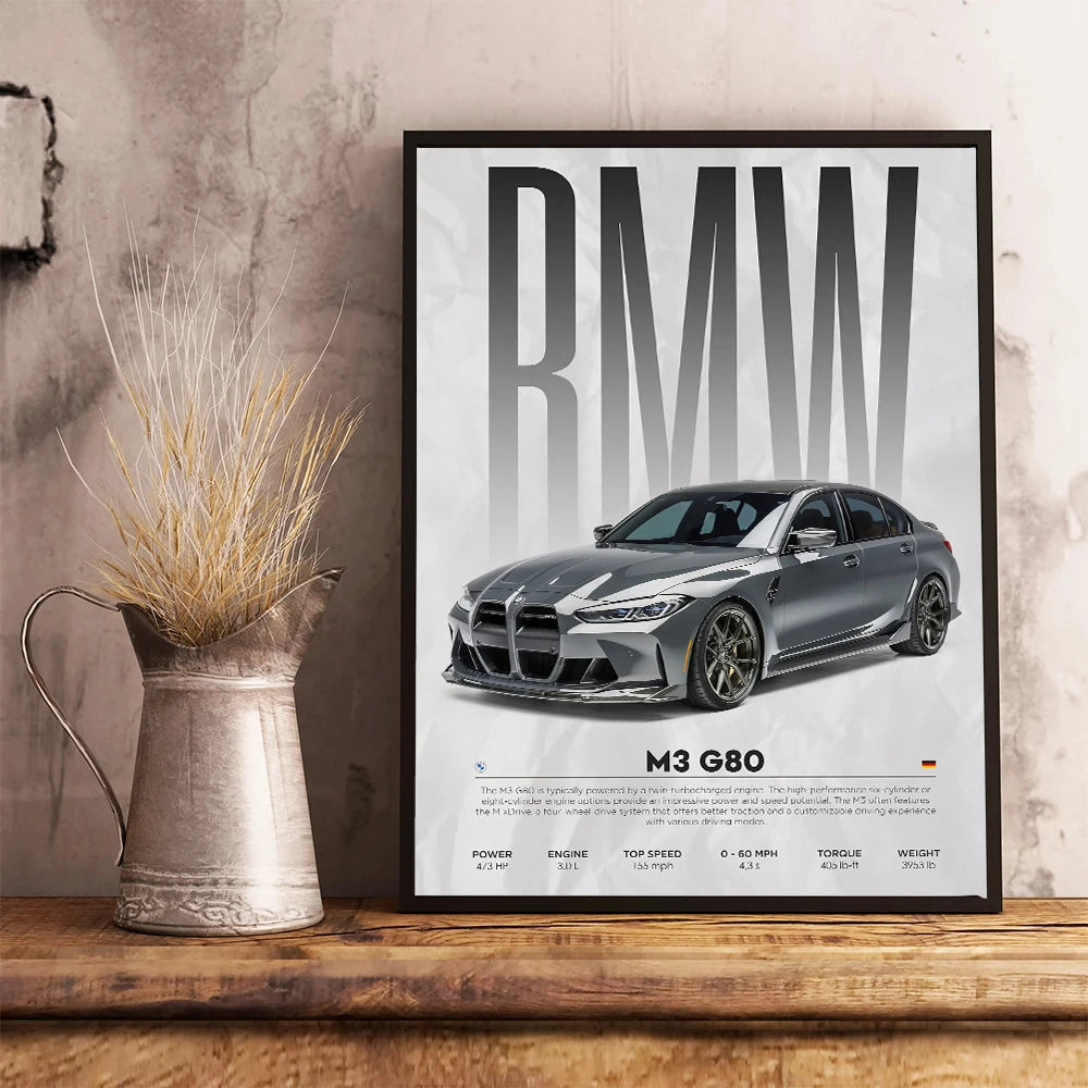1Pc Frameless Black Famous Cars Competition Poster Picture Mural Modern Canvas Painting Wall Art Home Decoration Print for Livin