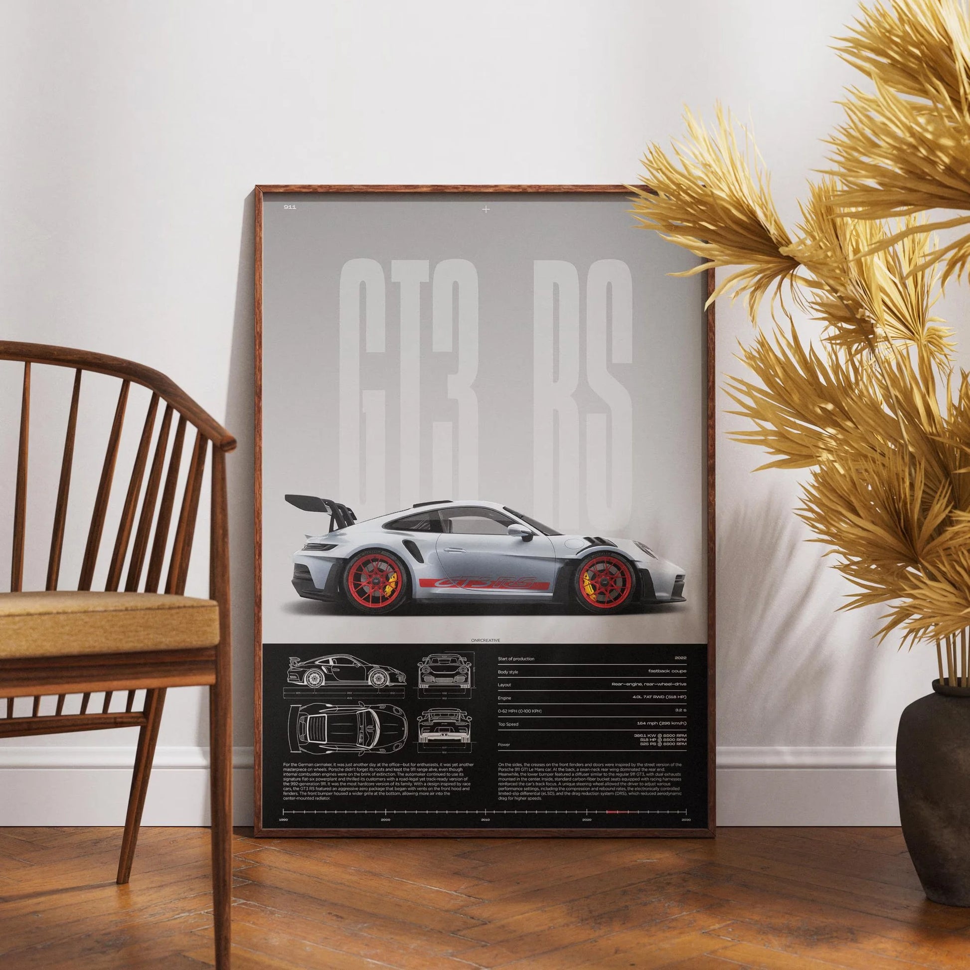 Minimalist 911 GT3-RS 718 GT4 RS Hyper Car Sports Car Supercar Poster Canvas Painting Wall Art Pictures Home Interior Decor